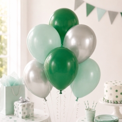 Green, Pastel Turquoise & Silver 12